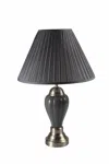 Homezia 27" Gray And Silver Metal Urn Table Lamp With Gray Empire Shade