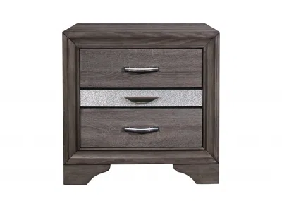 Homezia 27" Gray Two Drawer Nightstand In Brown