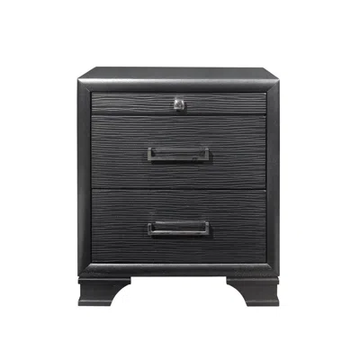 Homezia 27" Gray Two Drawers Manufactured Wood Nightstand
