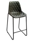 Homezia 27" Green And Black Leather And Iron Counter Height Bar Chair