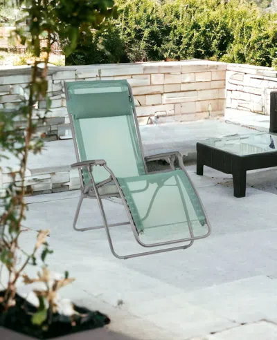 Homezia 27" Green Metal Outdoor Zero Gravity Chair With Green Cushion
