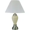 Homezia 27" Ivory And Silver Ceramic Urn Table Lamp With White Empire Shade