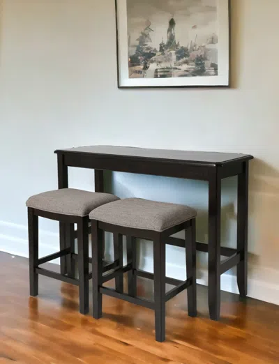 Homezia 27" Light Gray And Dark Brown Upholstered And Solid Wood Backless Bar Chair