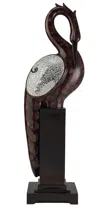 Homezia 27" Marbleized Cherry Brown Polyresin Crane Figurine Sculpture