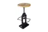 Homezia 27" Natural And Black Iron Backless Adjustable Height Bar Chair