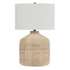 Homezia 27" Natural Rattan Table Lamp With White Drum Shade