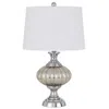 Homezia 27" Silver Metallic Metal Table Lamp With White Empire Shade