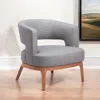 Homezia 27" Slate Gray And Brown Faux Leather Arm Chair