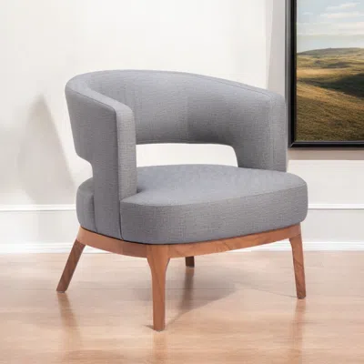 Homezia 27" Slate Gray And Brown Faux Leather Arm Chair
