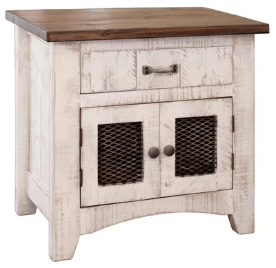 Homezia 27" White One Drawer Nightstand In Pink
