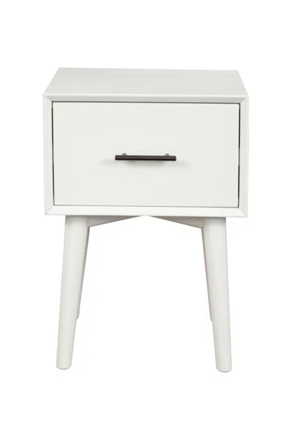 Homezia 27" White Solid Manufactured Wood End Table With Drawer