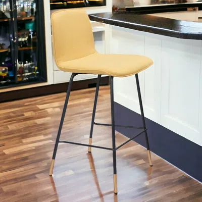 Homezia 27" Yellow And Black Steel Low Back Counter Height Bar Chair