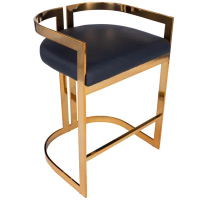 Homezia 28" Black And Gold Iron Low Back Counter Height Bar Chair
