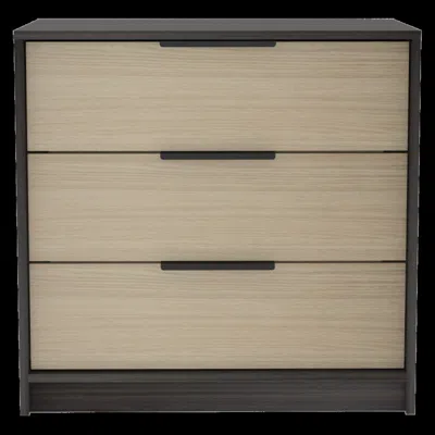 Homezia 28" Black And Light Oak Manufactured Wood Three Drawer Dresser