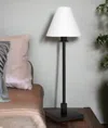 Homezia 28" Black Metal Candlestick Table Lamp With White Cone Shade