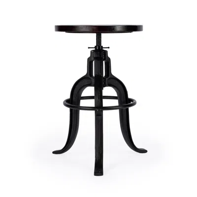 Homezia 28" Brown And Black Iron Swivel Backless Bar Chair
