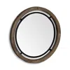Homezia 28" Brown Wood And Black Metal Double Frame Wall Mirror