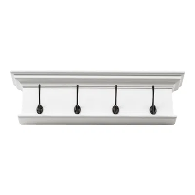 Homezia 28" Classic White Wood Four Hook Hanging Coat Rack