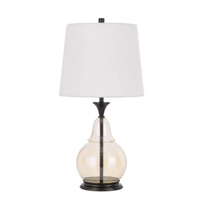 Homezia 28" Clear Metal Table Lamp With White Empire Shade In Gold