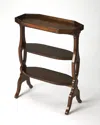Homezia 28" Dark Brown Manufactured Wood Octagon End Table With Two Shelves