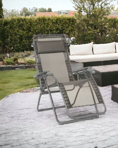 Homezia 28" Graphite And Gray Metal Zero Gravity Chair
