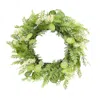 Homezia 28" Green And White Artificial Fern Wreath
