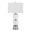 Homezia 28" Nickel Metal Table Lamp With White Drum Shade