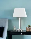 Homezia 28" Nickel Metal Usb Table Lamp With White Shade