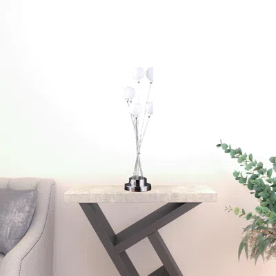Homezia 28" Silver Chrome Six Light Globe Desk Or Table Lamp In Metallic