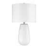 Homezia 28" White Ceramic Column Table Lamp With White Drum Shade