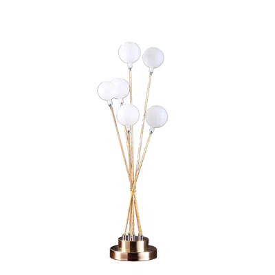 Homezia 28" Yellow Gold Six Light Globe Desk Or Table Lamp