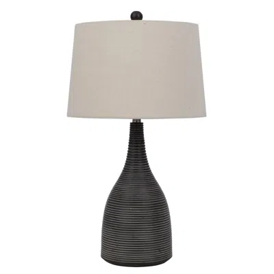 Homezia 29" Black Ceramic Round Table Lamp With Beige Empire Shade