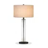 Homezia 29" Black Glass Table Lamp With White Drum Shade