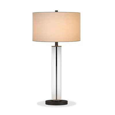Homezia 29" Black Glass Table Lamp With White Drum Shade In Brown