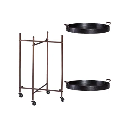 Homezia 29" Black Manufactured Wood And Iron Round End Table