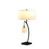 Homezia 29" Black Metal Two Light Arched Table Lamp With White Drum Shade