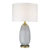 Homezia 29" Brass Metal Column Table Lamp With White Drum Shade