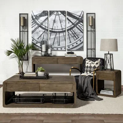 Homezia 29" Bronze Lamp Base Led With Beige Shade In Brown