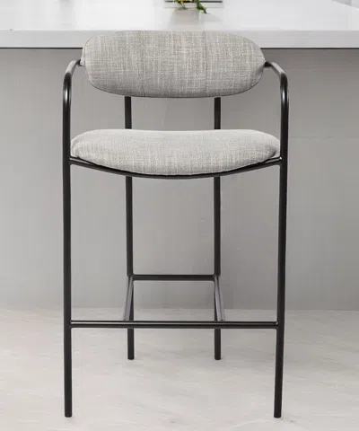 Homezia 29" Brown Leather And Copper Bar Chair