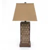 Homezia 29" Brown Solid Wood Bedside Table Lamp With Brown Shade