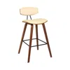 Homezia 29" Cream And Brown Iron Low Back Bar Height Bar Chair