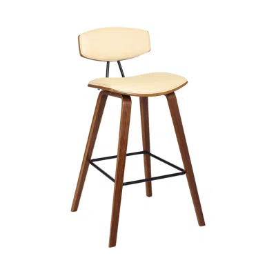 Homezia 29" Cream And Brown Iron Low Back Bar Height Bar Chair