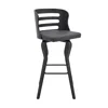 Homezia 29" Gray And Black Faux Leather And Iron Swivel Low Back Bar Height Bar Chair