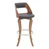 Homezia 29" Gray And Brown Faux Leather Swivel Bar Height Bar Chair