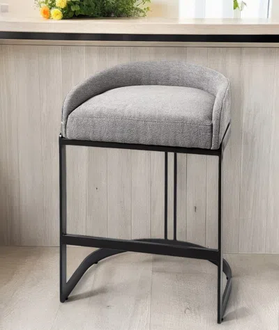 Homezia 29" Grey Steel Low Back Bar Chair
