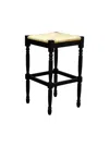 Homezia 29" Natural And Black Solid Wood Backless Bar Height Bar Chair