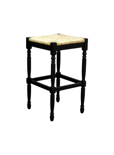 Homezia 29" Natural And Black Solid Wood Backless Bar Height Bar Chair In Burgundy