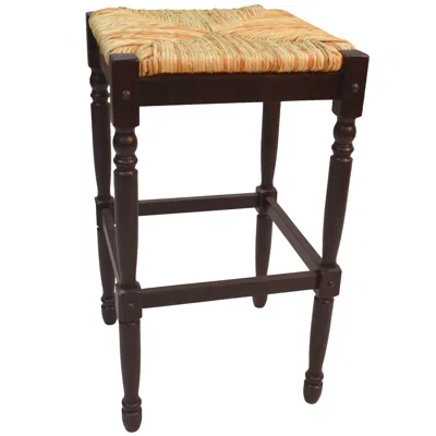 Homezia 29" Natural And Espresso Solid Wood Backless Bar Height Bar Chair