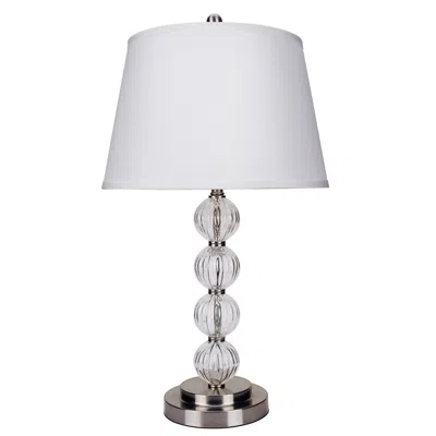 Homezia 29" Silver Metal Table Lamp With White Classic Empire Shade In Metallic