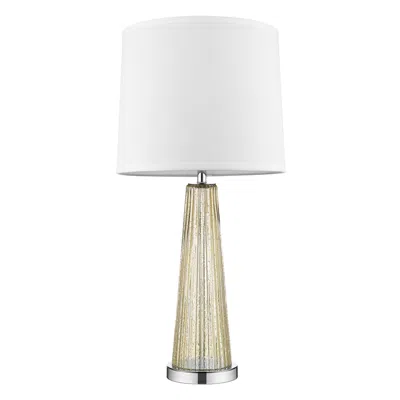 Homezia 29" Silver Metal Table Lamp With White Empire Shade In Brown